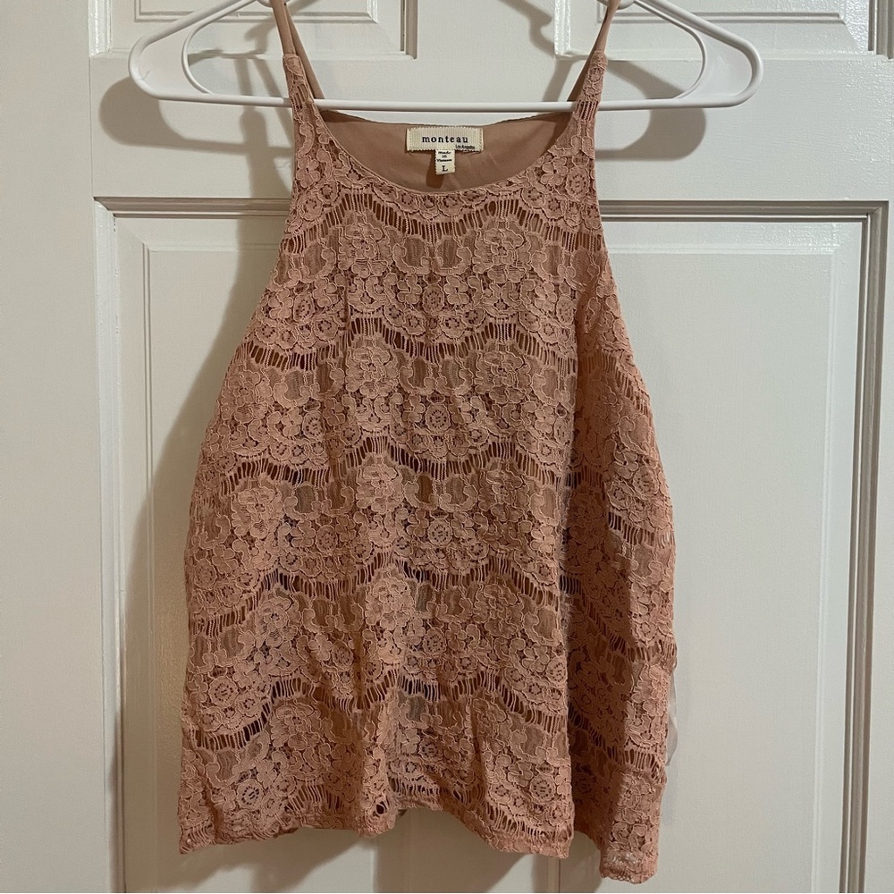 Pink Lace Tank Top
